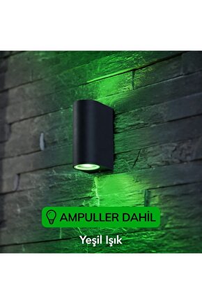 Dekoratif Çift Yönlü Siyah Aplik - Yeşil Işık - Ampuller Dahil