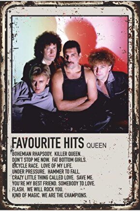 Queen Favori Popüler Şarkılar Retro Ahşap Poster