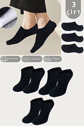 Kadın - Erkek Düz Desen (3 Çİ?FT) Pamuklu Terletmez Yazlık Görünmez Çorap Seti