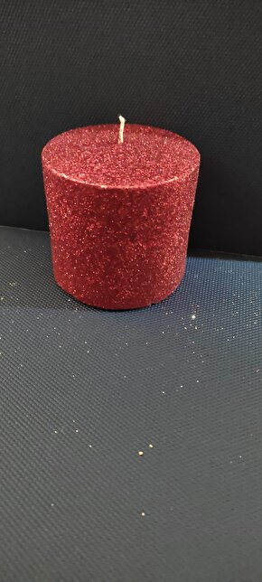 Adalinhome 6 cm Silindir Mum 9lu Set Kırmızı Simli