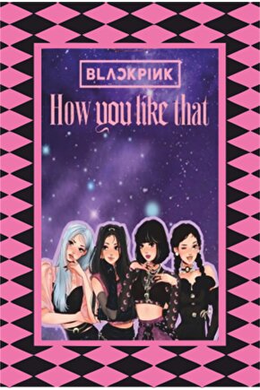 K-pop Black Pink Çerçeve Görünümlü Retro Ahşap Poster-5