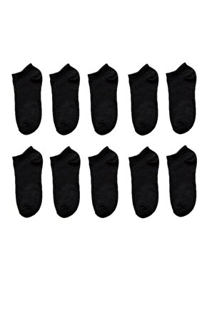1. Kalite Kadın 10 lu Paket Siyah Düz Patik Çorap Unisex
