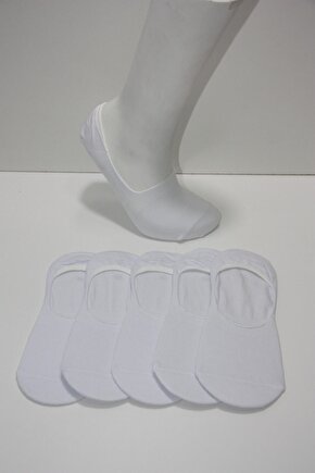 1. Kalite Erkek Beyaz Pamuklu Basic Babet Çorap 5li