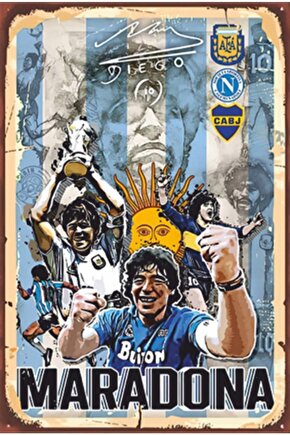 Maradona Retro Ahşap Poster