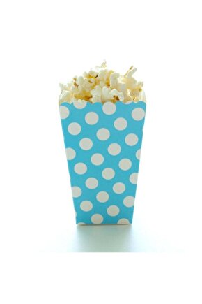 Popcorn Kutusu  Mısır , Cips Kutusu 10 Adet Mavi Puanlı