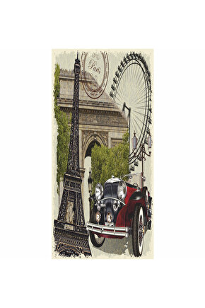 fransa paris eyfel kulesi klasik araba turistik ev dekorasyon tablo mini retro ahşap poster