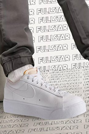 Blazer Platform Leather Unisex Sneaker Hakiki Deri Beyaz Spor Ayakkabı 3cm