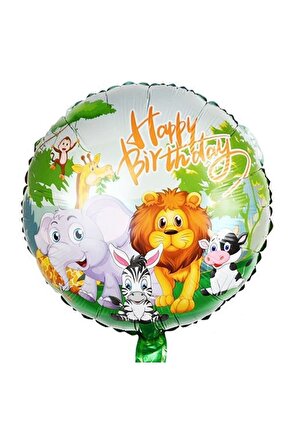 Safari Konsept Balon Seti 2 Yaş Safari Jungle Parti Doğum Günü Balon Karşılama Set Yeşil Rakam Balon