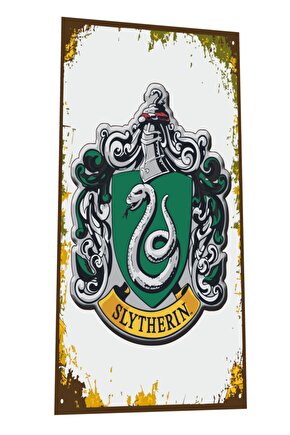 Harry Potter Slytherin Flama Bayrak Mini Retro Ahşap Poster