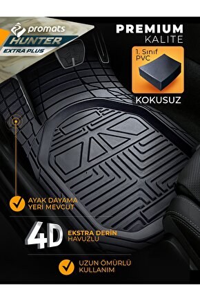 Audi Q2 Tüm Modellere Uyumlu Oto Paspas 4d Ekstra Plus (siyah)