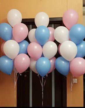 Cinsiyet partisi PASTEL balon seti 25 adet pembe mavi beyaz