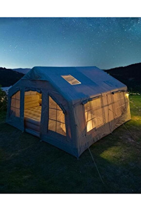 Yüksek Kalite -40 Derece 10 Kişilik Soba Kurulabilen Kolay Kurulum Lüx Pencereli Şişme Kamp Çadırı