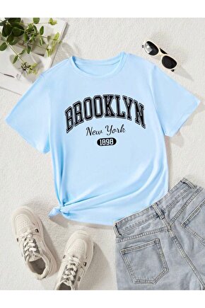 Kız-Erkek  Çocuk Bebe Mavi Brooklyn  Penye Tişört