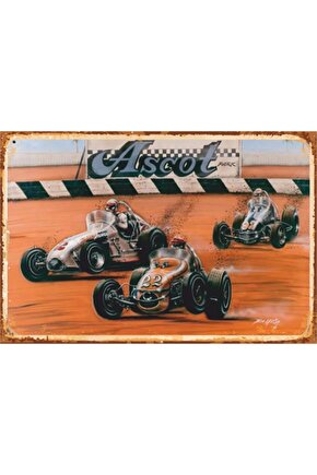Antika Yarış Arabaları Retro Ahşap Poster