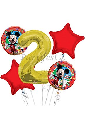 Mickey Mouse 2 Yaş Balon Set Mickey Mouse Folyo Balon Set Konsept Doğum Günü Set Yaş Balon