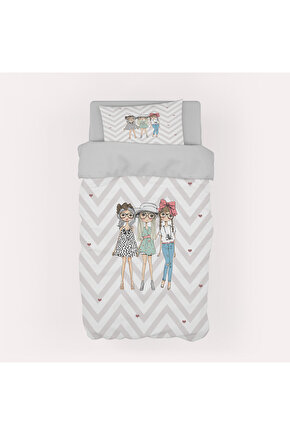 RONNA HOME Bebek ve Çocuk Odası Kalpli ve Geometrik Desenli Nevresim Takımı RNNCNT-001