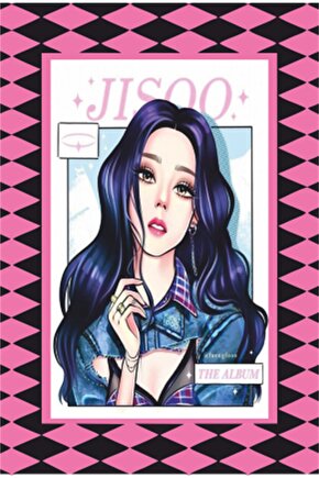K-pop Black Pink Çerçeve Görünümlü Retro Ahşap Poster-34
