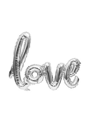 Love El Yazısı Folyo Balon Gümüş Renk
