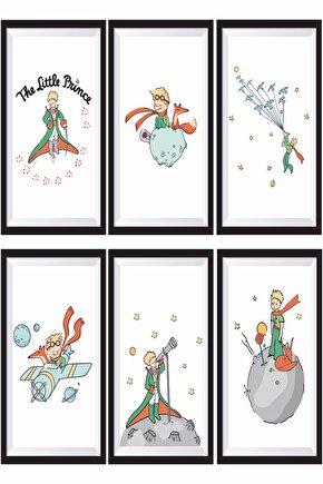 Küçük Prens Çerçeve Görünümlü 6lı Mini Retro Ahşap Poster Seti
