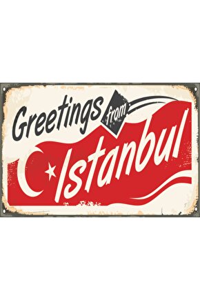 Istanbuldan Selamlar Retro Ahşap Poster