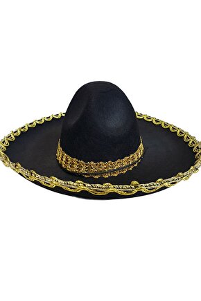 Himarry Altın Renk Şeritli Meksika Mariachi Latin Şapkası 55 Cm Çocuk