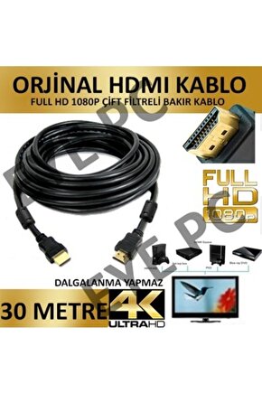 30 Metre Hdmı Hdmı Görüntü Kablosu Full Hd Okul Projeksiyon Bilgisayar Tv Arası Kurumlar Için