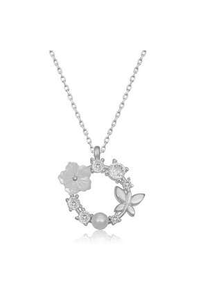 Himarry 925 Ayar Gümüş Manolya Çiçeği Kelebek Kadın Gümüş Kolye