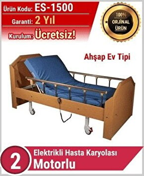 Hasta Karyolası Ev Tipi Ahşap İki Motorlu