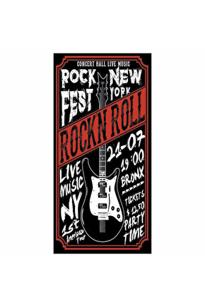 rock festival amerika new york canlı müzik gitar ev dekorasyon tablo mini retro ahşap poster
