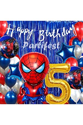 Spiderman Örümcek Adam Balon Set Balon Folyo Set Spiderman Konsept Doğum Günü Set 5 Yaş Balon