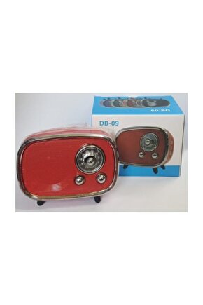 Db-09 Mini Retro Style Bluetooth Hoparlör Fm Radyo Sd Kart Ve Usb Girişli Speaker Kırmızı