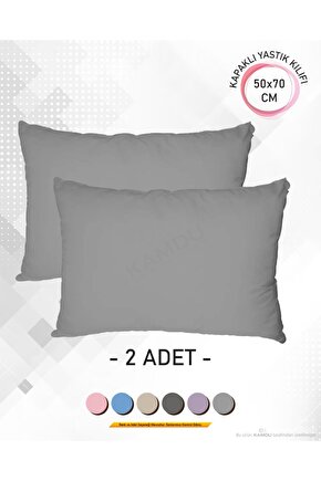 2 Adet 50x70 cm Kapaklı Ranforce Lüks Yastık Kılıfı Renkli