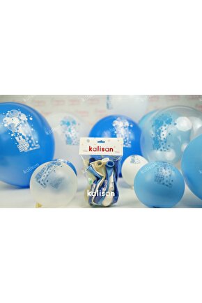 1 Yaş Temalı 12 Inç Balon Mavi Renk 5 Adet