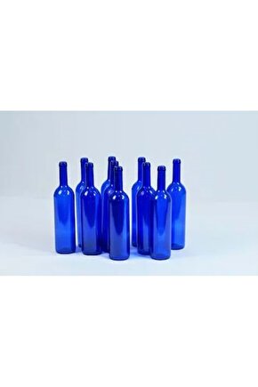 10 Adet Kobalt Mavi Yağ Veya Şarap Şişesi Mantar Kapaklı Şişe 750 Cc