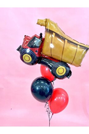 İnşaat Konsept Kamyon Balon Set Kamyon Balon Truck Balloon Doğum Günü Balon Buketi