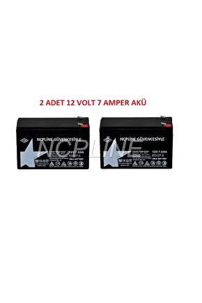 NCPLİNE 2 ADET 12 VOLT 7 AMPER AKÜ  PİLSAN TRAKTÖR AKÜLÜ ARABA UYUMLU Akülü Atv Araba Jeep 12 Volt