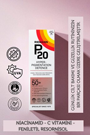 P20 Pigmentation Defence . Spf50 Koruyucu Güneş Kremi