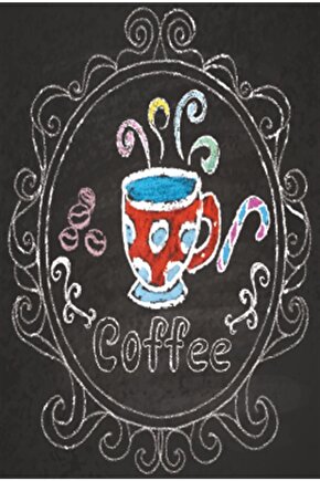Kara Tahta Üzerine Renkli Kahve Mutfak Retro Ahşap Poster