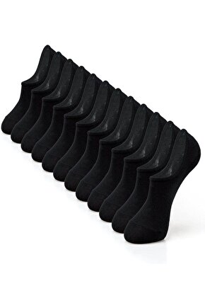 1. Kalite Erkek Siyah Pamuklu 12li Patik Çorap