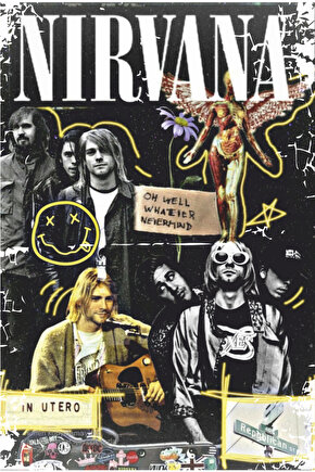 nirvana kurt cobain rock müzik estetik duvar dekoru retro ahşap poster