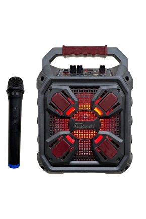 Kablosuz Mikrofonlu Bluetooth Hoparlör Toplantı Parti Eğlence Led Işık Sd Kart Fm Usb Giriş Speaker