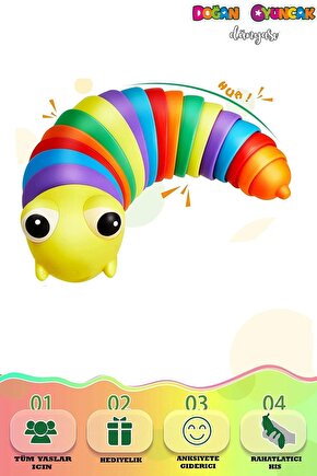 Renkli Tırtıl Oyuncak - Söktak Tırtıl - Eğlenceli Tırtıl - Renkli Kıvrımlı Tırtıl - Montessori