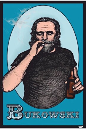 Bukowski Portre Retro Ahşap Poster