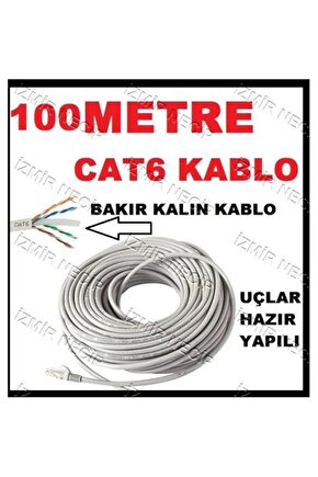 100m Metre Ethernet Cat6 Lan Patch Internet Kablosu Network Ağ