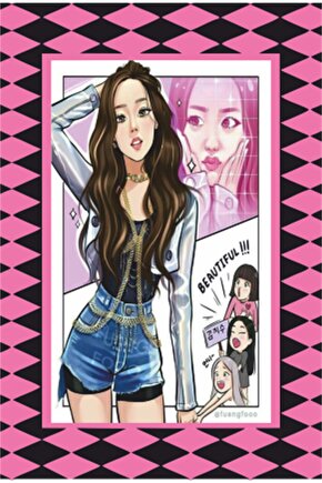 K-pop Black Pink Çerçeve Görünümlü Retro Ahşap Poster-30