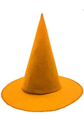 Himarry Turuncu Renk Keçe Cadı Şapkası Yetişkin Çocuk Uyumlu 35x38 Cm