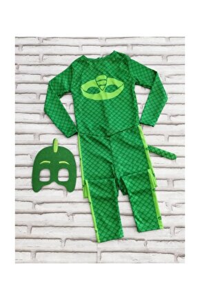 Pijamaskeliler (Pjmasks) Kertenkele Çocuk Kostümü-yeşil Gekko Kostümü