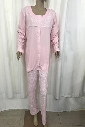 Nena Bayan Ultra Battal Önden Açık Pijama Takım-14276-somon