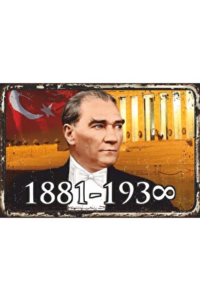 Mustafa Kemal Atatürk Anıtkabir Retro Ahşap Poster