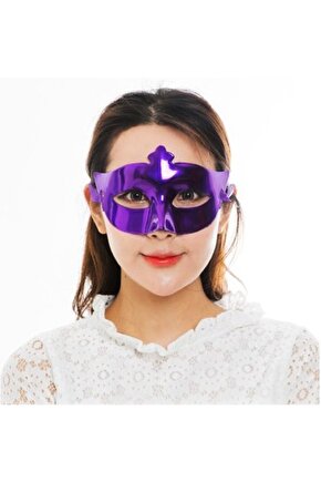 Mor Renk Kostüm Partisi Ekstra Parlak Balo Maskesi 15x10 Cm
